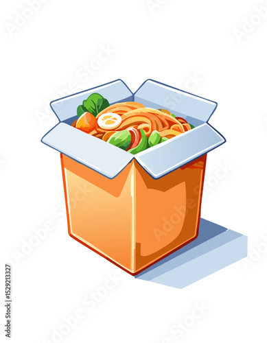 Delicious Pasta Takeaway Box – Italian Food To Go Concept Illustration

