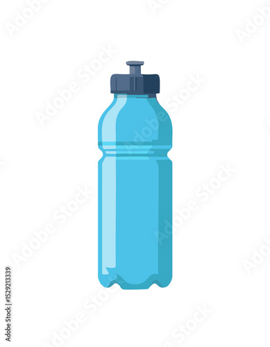 Blue Water Bottle Sports Hydration Plastic Drink Container Illustration photo