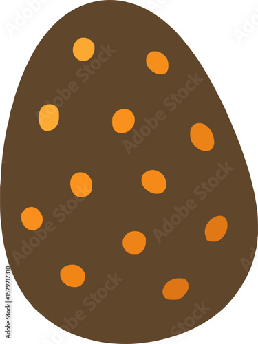 Chocolate Candy Egg with Orange Dots Halloween Sweet Illustration
