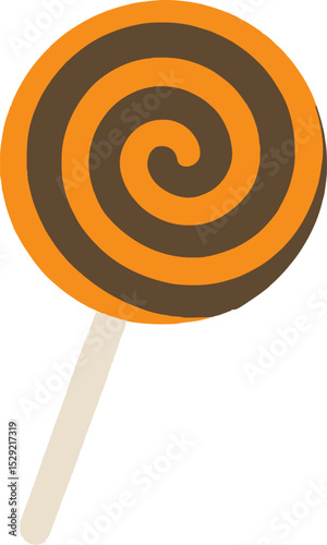 Swirled Orange and Black Lollipop Halloween Candy Art