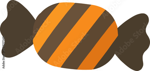 Orange and Brown Halloween Candy Wrapped Treat Illustration