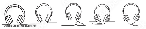 headphone vector style continuous line