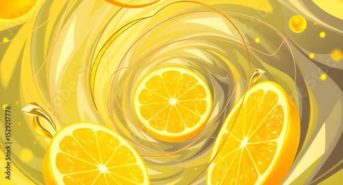 Fotografie Lemon slices background, Sliced lemon pattern, Citrus slices background, Fresh l