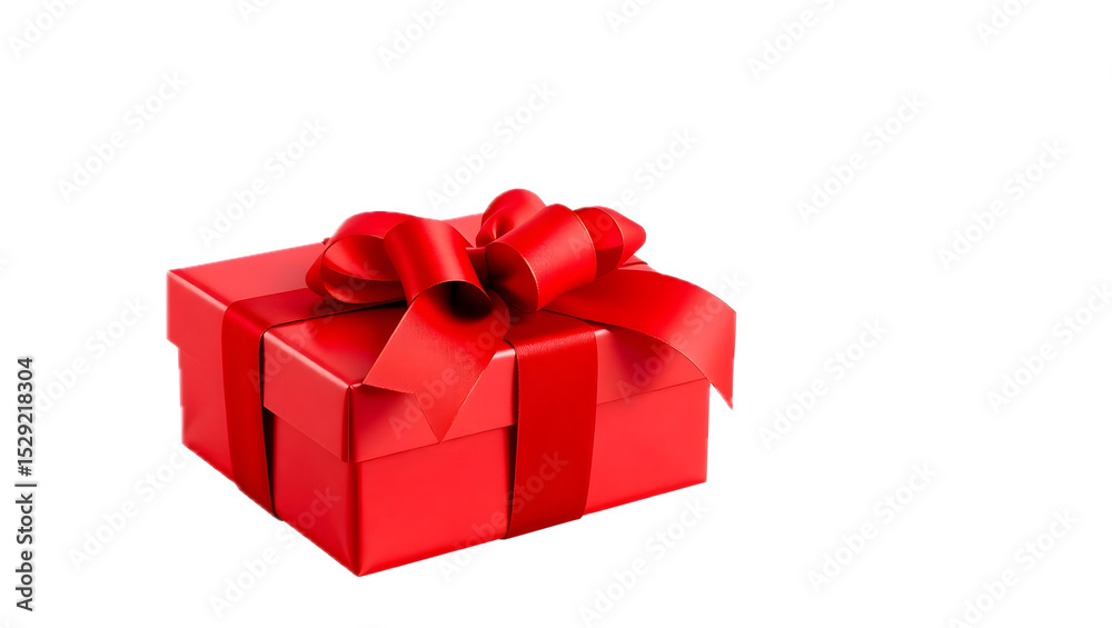 Obraz premium Red gift box with ribbon on transparent background PNG. 
