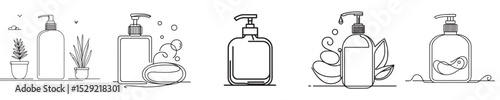 continuous line style soap bottle vector