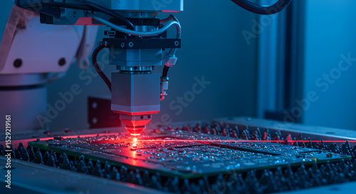 Industrial Robots Assembling Circuit Boards with Precision, Implementing Microchips and Semiconductors for Advanced Electronics Manufacturing and Automation Technology
