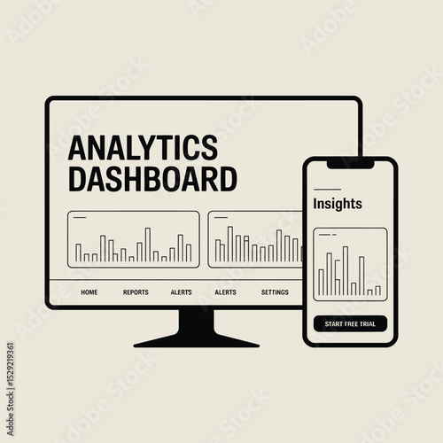 Analytics dashboard and mobile app interface design for business data insights