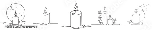 continuous line style candle vector