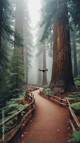 Wallpaper Mural Drone Flying Along Forest Path Torontodigital.ca