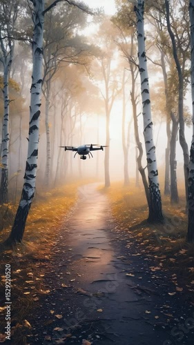 Wallpaper Mural Drone Flying Along Forest Path Torontodigital.ca