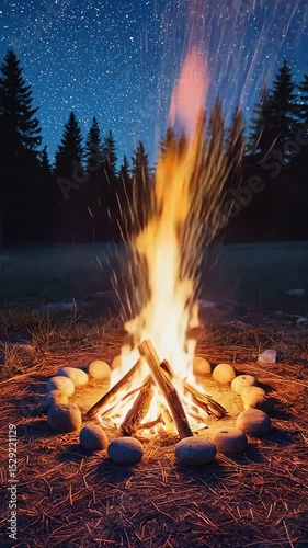 Wallpaper Mural Campfire at night in the forest, warm and cozy outdoor scene Torontodigital.ca