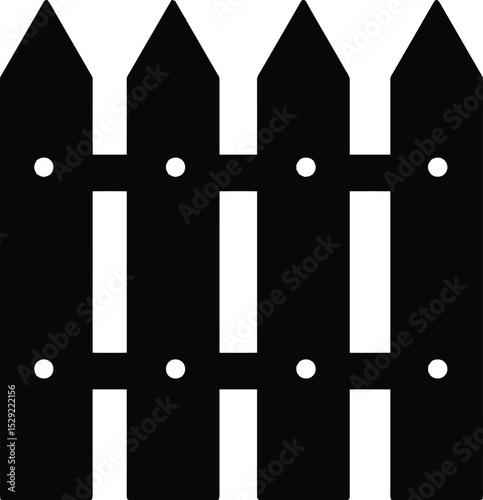 Fence Silhouette: A stark, minimalist representation of a classic wooden fence, a symbol of boundaries and demarcation.
