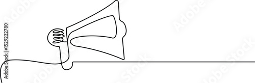 Public horn speaker in One continuous line drawing. Megaphone announce symbol of marketing promotion in simple linear style. Business concept for attention and job offer. editable Stroke