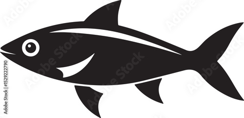 sardine fish silhouette, black and white silhouette, vector and illustration