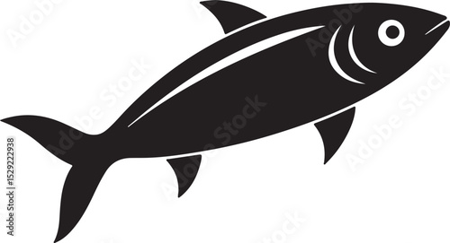 sardine fish silhouette, black and white silhouette, vector and illustration