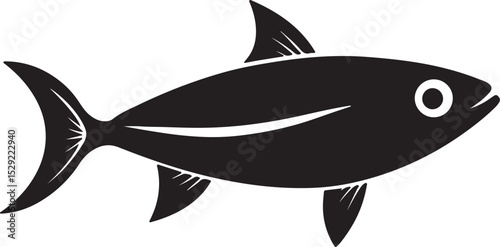 sardine fish silhouette, black and white silhouette, vector and illustration