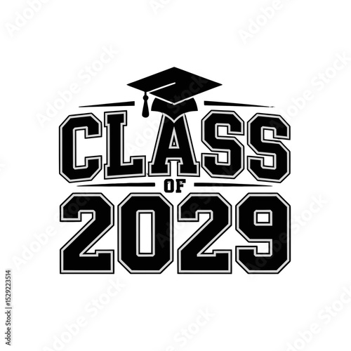 Class of 2029 is prominently displayed in bold, black lettering, accompanied by a graduation cap above the word Class