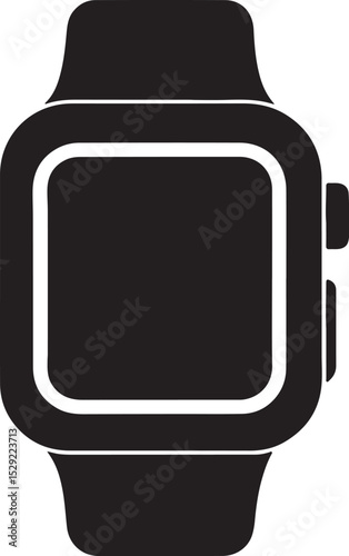 smartwatch silhouette, black and white silhouette, vector and illustration