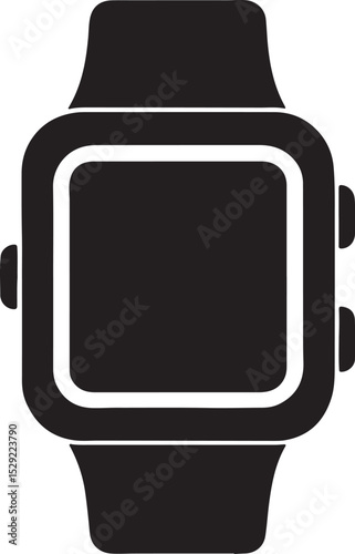 smartwatch silhouette, black and white silhouette, vector and illustration