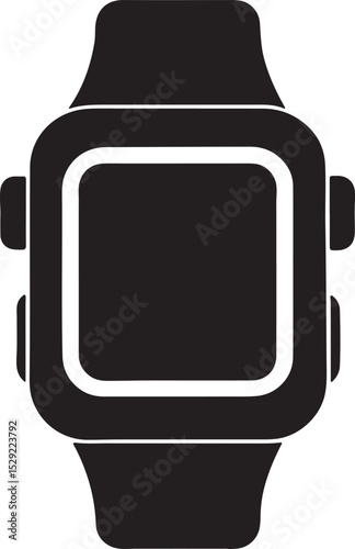 smartwatch silhouette, black and white silhouette, vector and illustration