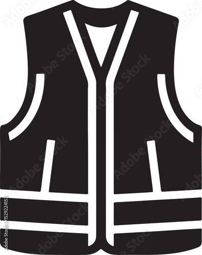 fluorescent safety waistcoat silhouette, black and white silhouette, vector and illustration