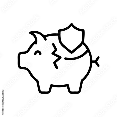 Piggy bank with shield icon