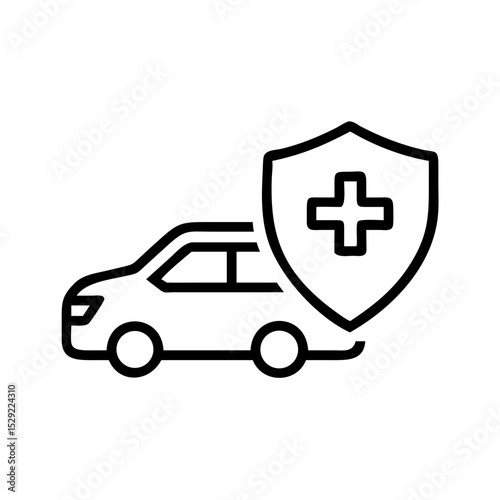 A car icon and a shield with a cross symbol