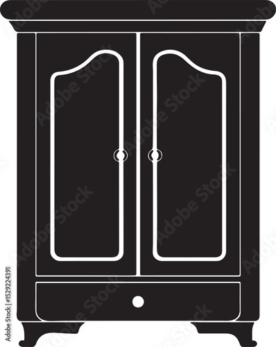 armoire silhouette, black and white silhouette, vector and illustration
