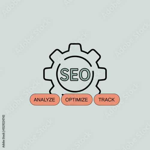 Seo optimization process gear icon analyze optimize track digital marketing