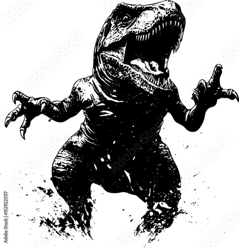 Black Silhouette Vector of t rex Dinosaur Design