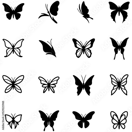 Simplistic butterfly forms for minimalist and modern artistic compositions