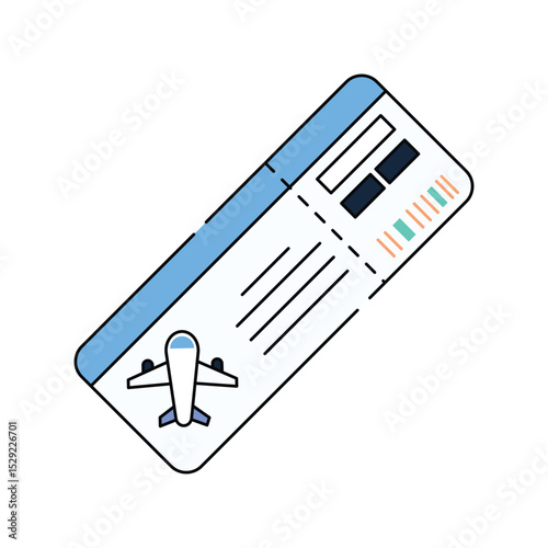 Boarding Pass color icon with white background vector stock illustration