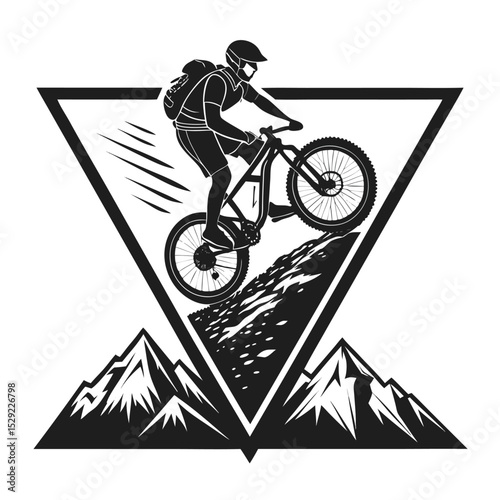 Silhouette of a mountain biker navigating challenging, rocky terrain at sunset.  Dramatic lighting emphasizes the rugged landscape and the athlete's powerful stance.