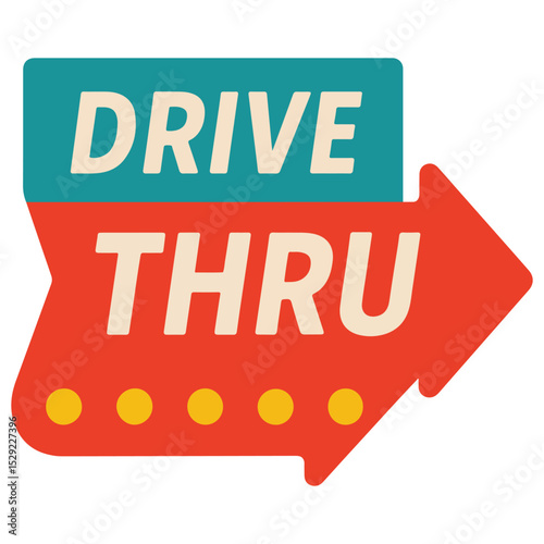 Drive Thru Sign illustration Vector, 50s diner clipart Design, vintage diner design sublimation
