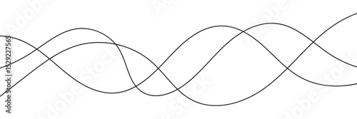 Technology abstract lines on white background. Seamless pattern of continuous wavy lines. Thin line wavy abstract background. Curve wave seamless pattern. Vector illustration. 