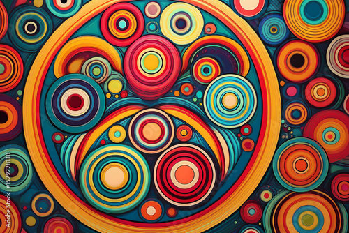 Decorative Mandala of Colorful Layered Abstract Circles