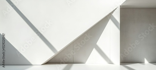 Minimalist Geometric Shapes Creating Unique Interior Space Design with Bright Art and Shadows