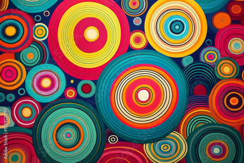 Classic 70s groovy psychedelic circles seamless pattern