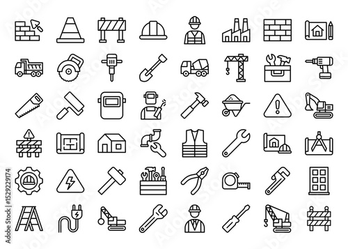 Construction line icons set. Vector line icons.