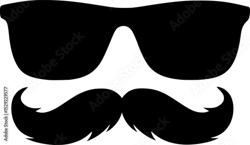 Black Silhouette Vector of Sunglasses and Mustache design