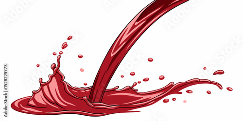 A beautiful, elegant splash of red liquid. 3d illustration, 3d rendering stock photo in white background