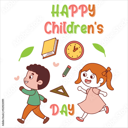 A poster for Happy Children's Day featuring a joyful celebration of the day with children.