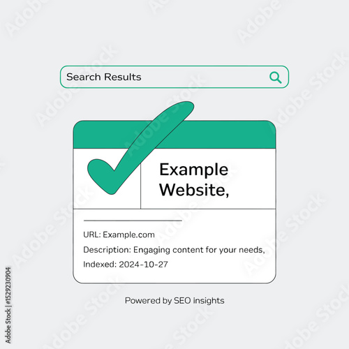 Website search result illustration green checkmark seo optimization success