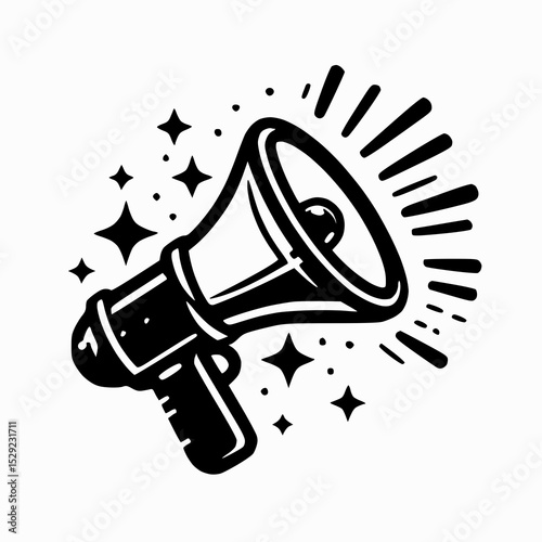 Megaphone with Stars / Marketing Announcement / Public Relations