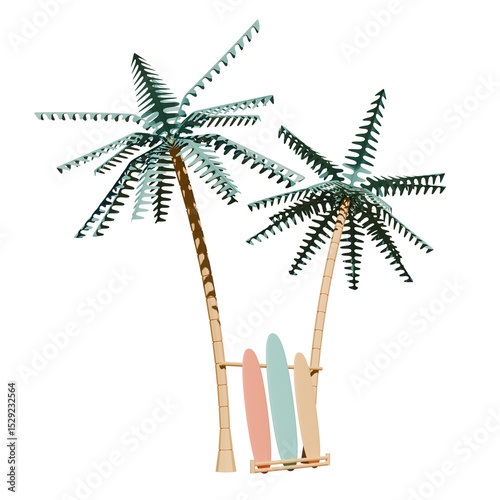 Surf Board Side View 3D Render Illustration