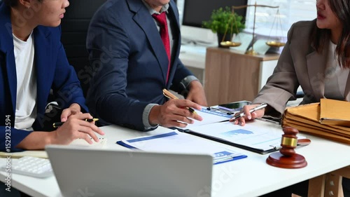 Business and Male lawyer or judge consult having team meeting with client, Law and Legal services concept.