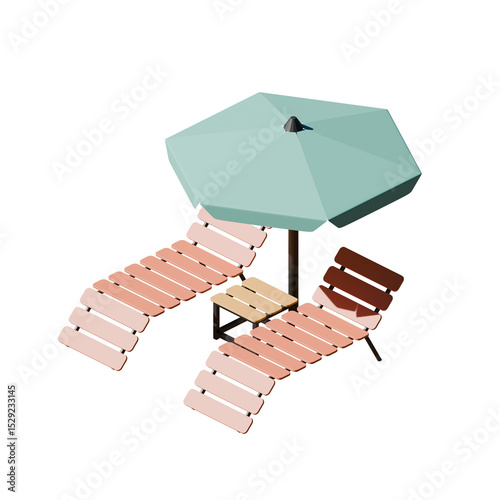 Beach Chair Isometric View 3D Render Illustration
