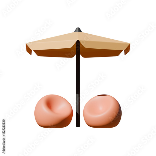 Bean Bag Front View 3D Render Illustration