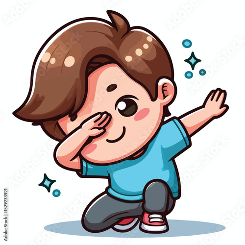 Cute cool boy dabbing pose cartoon vector