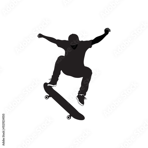vector silhouette of a child skateboarding